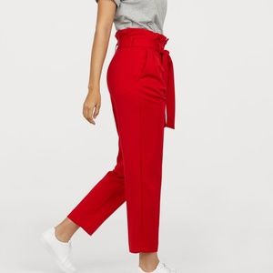 H&M Red Paperbag Pants NWT